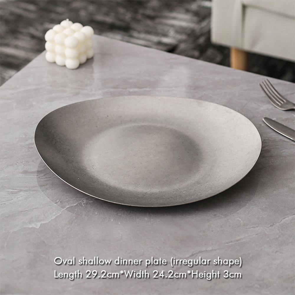 Многофункциональная винтажная металлическая обеденная тарелка, неправильная костяная посуда, ретро тарелки для еды, для обеда