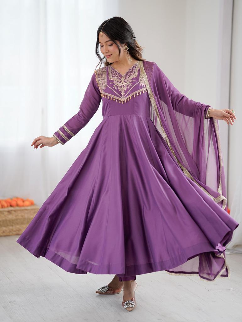 Long Anarkali Gown Salwar Suit Dress Women Bollywood Ethnic Wear Kurta Pant Dupatta Set