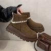 Женская обувь большого размера 41-43 широкие полные ступни Французская платформа Ботинки Мартинса женские осенне-зимние ретро мода увеличивающие рост повседневные короткие ботинки