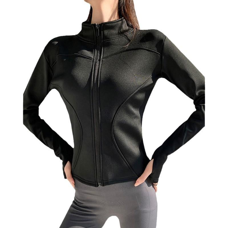 Женская флисовая куртка для йоги на осень/зиму - на молнии, с длинным рукавом, облегающего кроя для бега, велоспорта, фитнеса