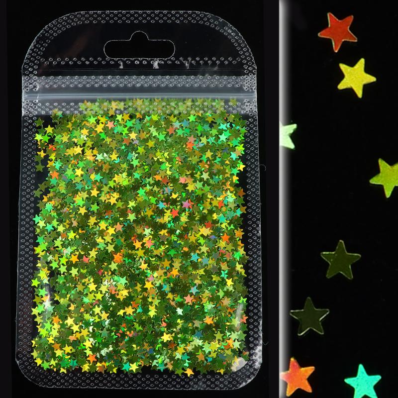 Голографические четырехконечные звезды, блестки для ногтей, лазерные, серебристые, золотые хлопья, дизайн для маникюра «сделай сам», украшения для ногтей, аксессуары