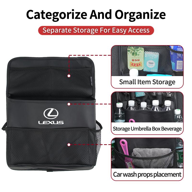 JEQS5 Car Trunk Organizer SeatBack Storage Bag Tools Stowing Pocket For Lexus UX250h RX450h CT200h RX400h NX300h RX350 RX300 GX470