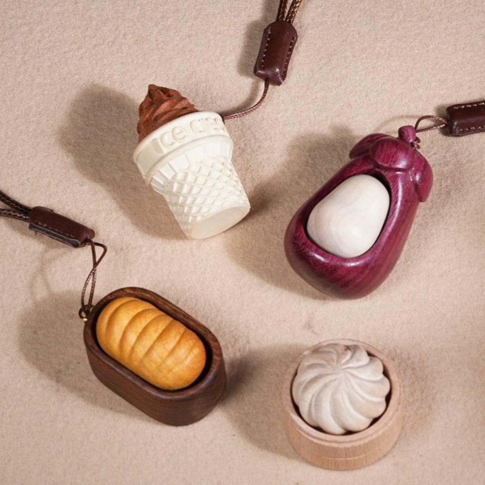 Mini Handheld Worry Stone Portable Pocket-Sized Hand Massage Toy Wooden Keychain  Stress Relief