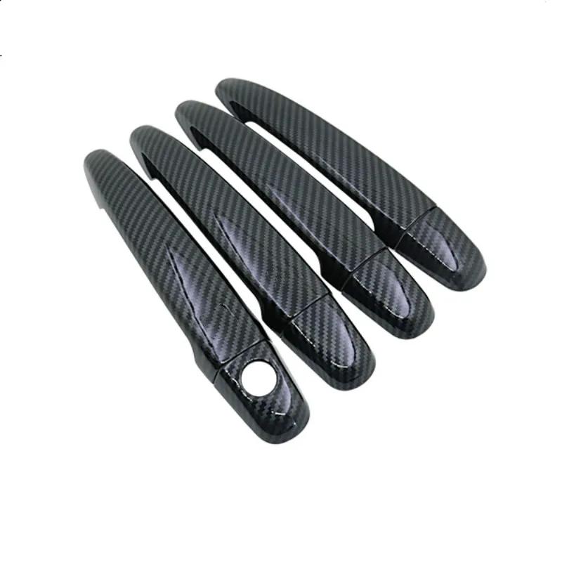 For Lexus GS S190 2006-2011 GS350 GS430 GS450h GS460 Glossy Black Carbon Fiber Chrome Car Door Handles Cover Trim Set