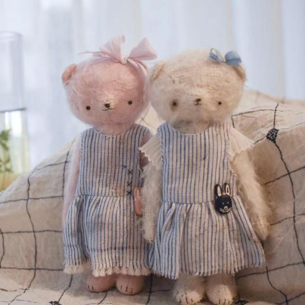 [USED] Overseas Artist Plush Toy Teddy Bear Gentle Pale Pink Bear Handmade