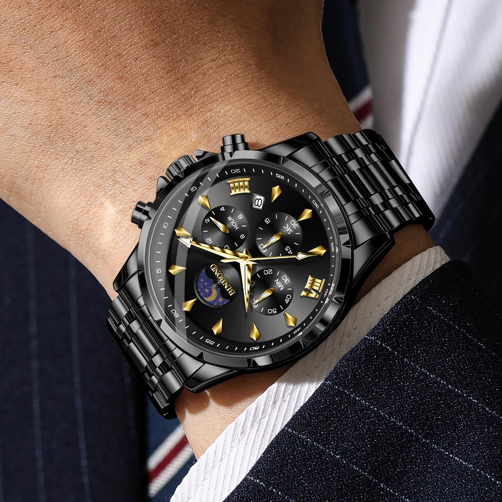 BINBOND Orginal Precise Quartz Watches For Men Luxury Luminous Waterproof Chronograph Durable Men's Watch Sports Casual Reloj