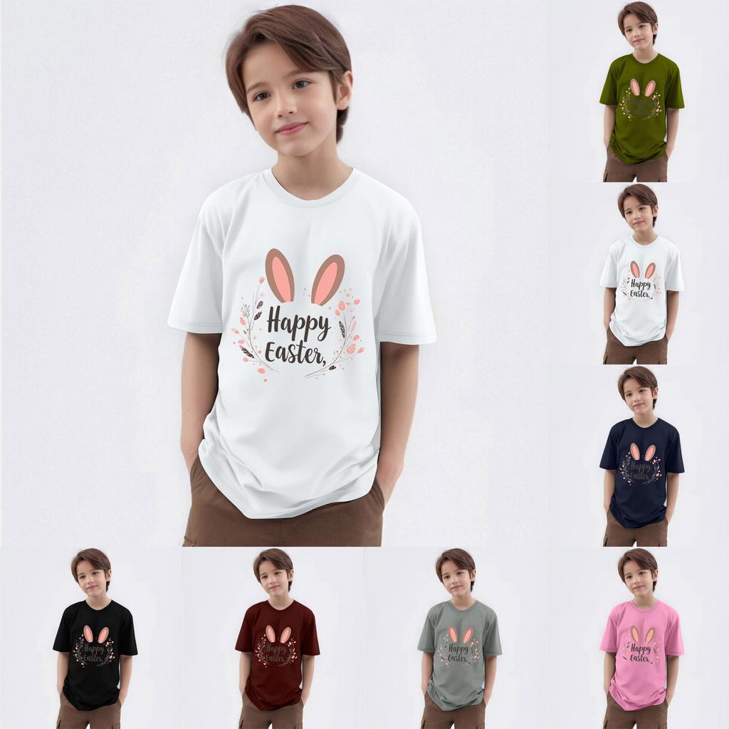 Children's Printed Round Neck Short-sleeved T-shirt Top