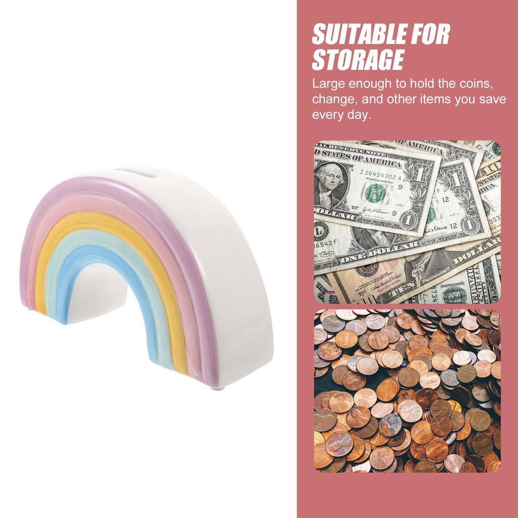 Rainbow Piggy Bank Girl Toddler Toys Money Pot Cartoon Saving Shape Ceramics Child