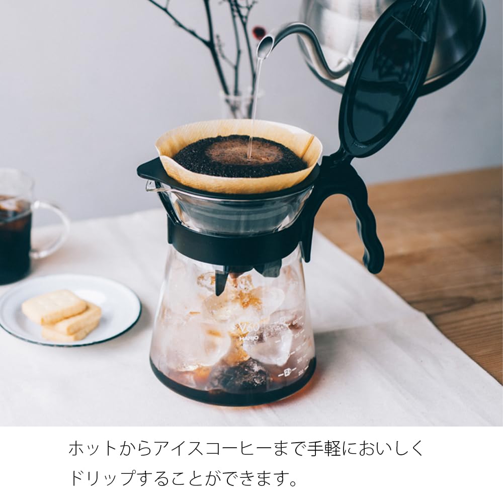 HARIO V60 Сервер-пуровер для кофе, Кофейник для ручного заваривания на 2 персоны, VDIR-02-B