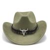 Suede Ethnic Style Top Hat Western Cowboy Hat Tibetan Performance Hat Men'S Retro Woolen Hat