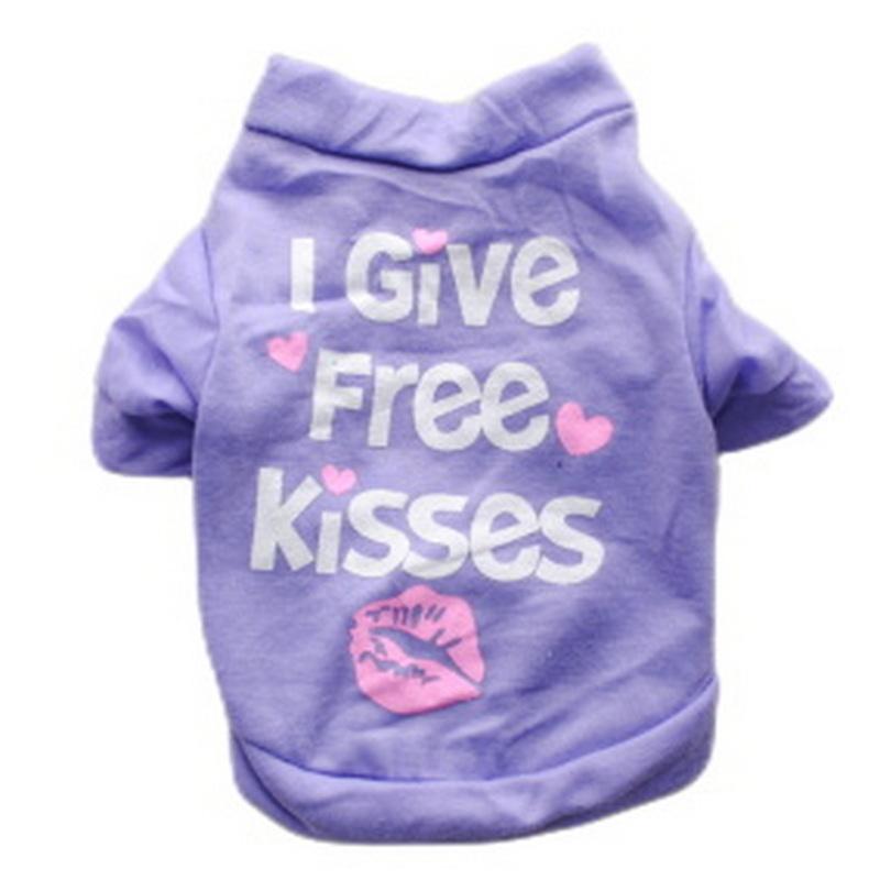 Весенне-летняя одежда для собак и кошек, одежда с буквенным узором для губ, одежда ярких цветов для щенков для домашних животных