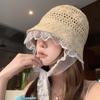 Французские кружевные шапки с вышивкой из полой соломы для женщин, весенние и летние каникулы на морском пляже, солнцезащитный крем, фея в стиле панамы