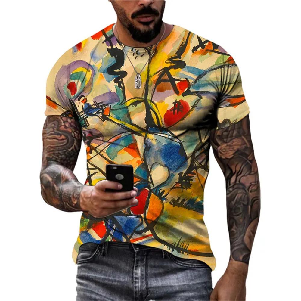 Новые абстрактные граффити уличного стиля мужские футболки 3D стерео печать тренд моды Harajuku круглый вырез короткий рукав футболки топы
