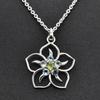 Round Cut Blue Topaz & Peridot (1.2 Cts) Flower Design 925 Sterling Silver Gemstone Pendant with Chain Jewelry For Women or Girls