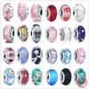 New S925 Sterling Silver Plated Pink Red Green Blue Murano Glass Bead Charm Fit Original  Bracelet DIY Jewelry For Girl