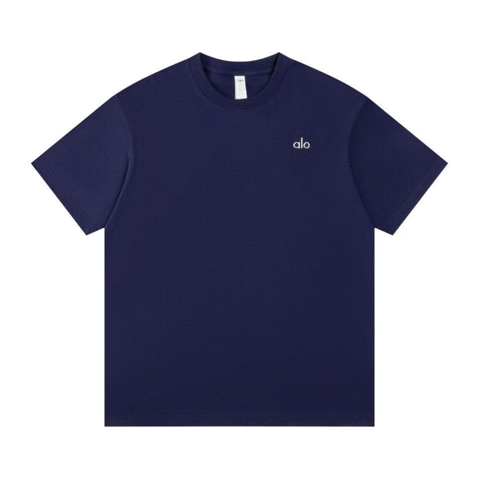 Повседневная хлопковая футболка Alo Summer со 3D серебряным логотипом, средней длины