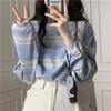 Striped Round Neck Long Sleeved T-shirt Women's Top