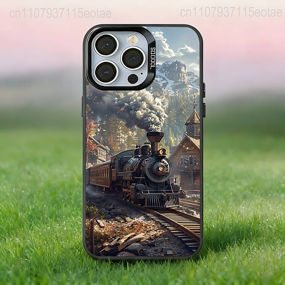 Vintage Classic Steam Train Railway Phone Case For iPhone 17,16,15,14,13,12,11,Pro,Max,Plus,E,Air,Mini Anti Fall Black Bumper