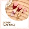 Press On Nails Medium Almond Fake Nails with Designs Reusable False Nails Press Ons Glossy Full Cover Acrylic Glue On Nails Stick On Nail for Women