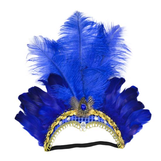 Women Sequins Rhinestone Feather Headband Show Halloween Dancing Party Headpiece
