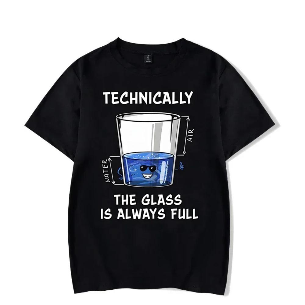 Y2k T Shirt for Men Physics Technically The Glass Is Always Graphic T Shirts Tops Short Sleeve T Shirt Harajuku Fashion T-shirts