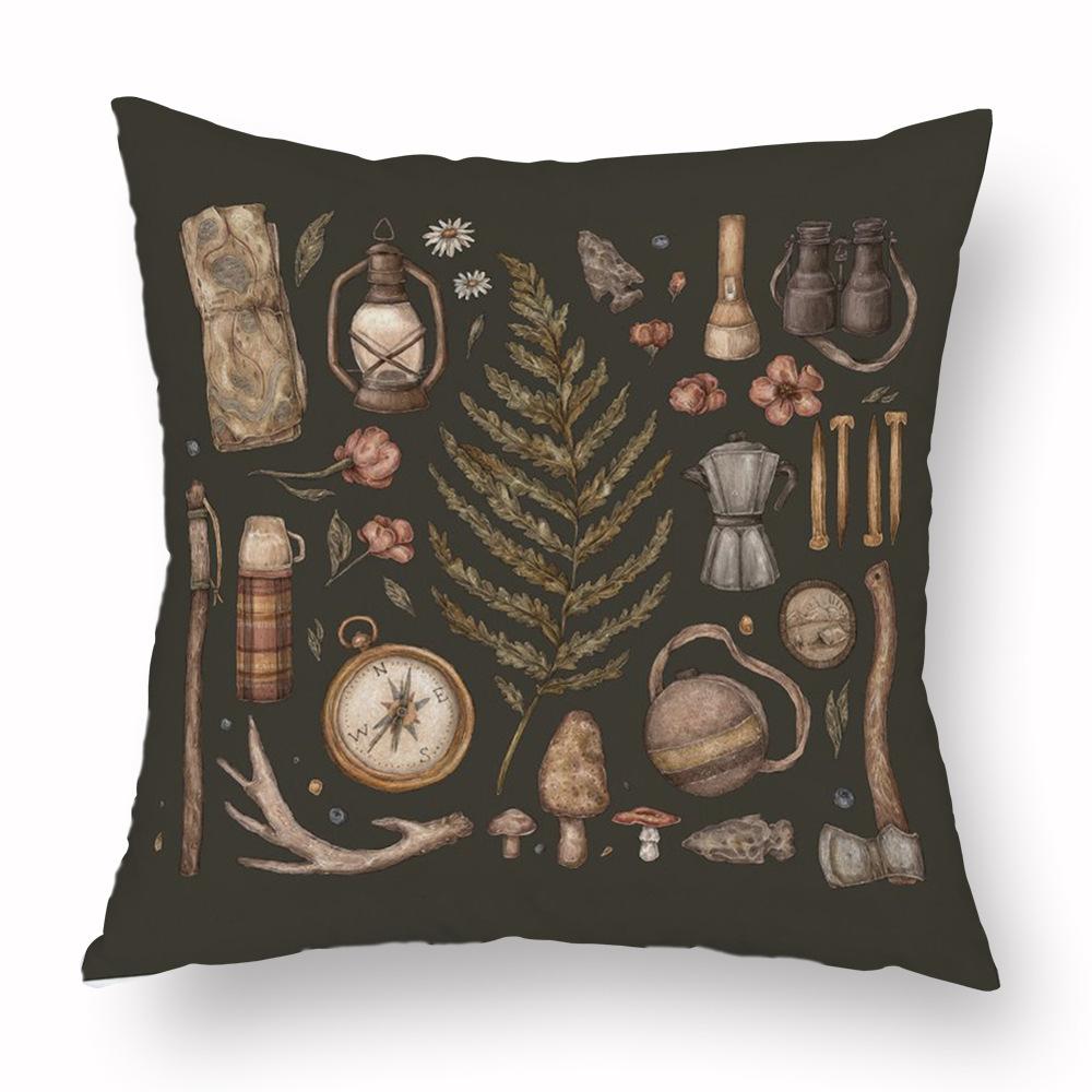 Наволочка с цветком лисы, подушка с принтом черепа животного, диван, мягкая наволочка в стиле ретро, ​​наволочка для гостиной, спальни, домашнего декора