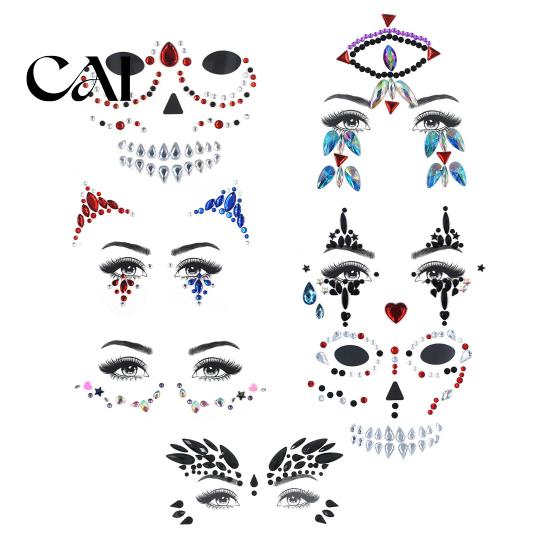 Holiday Makeup Ornaments Face Gems Temporary Tattoo Sticker, Faux Crystal Jewelry Gem Stickers Rhinestone Teardrop Eyeliner Decoration for Party, Rave