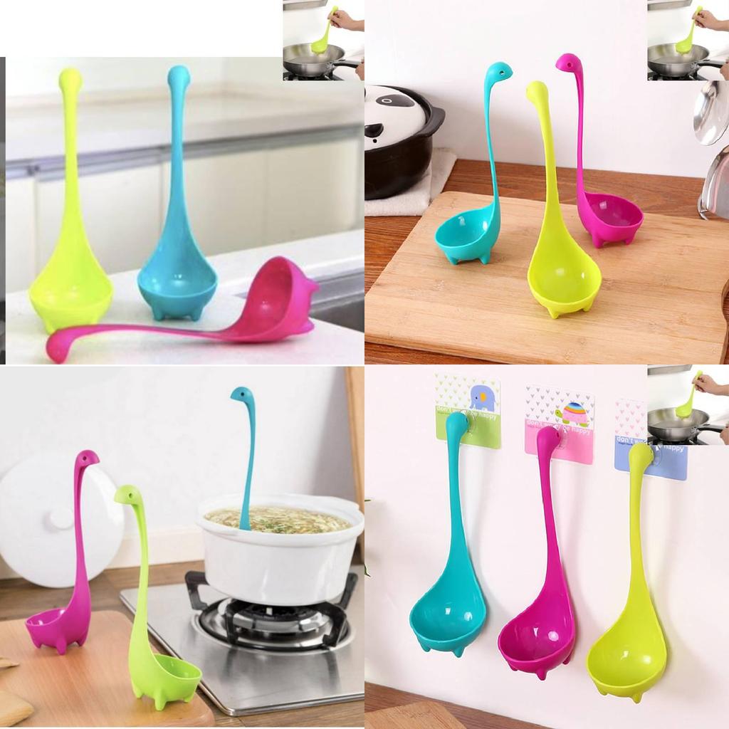 Уникальный дизайн Лох-несского чудовища Пластиковый набор суповых ложек с длинной ручкой для взрослых