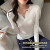 Bottom Shirt Women's Early Autumn Winter Threaded Slim-fitting and Thin Shirt with Temperament Spice Girl Long-sleeved Top