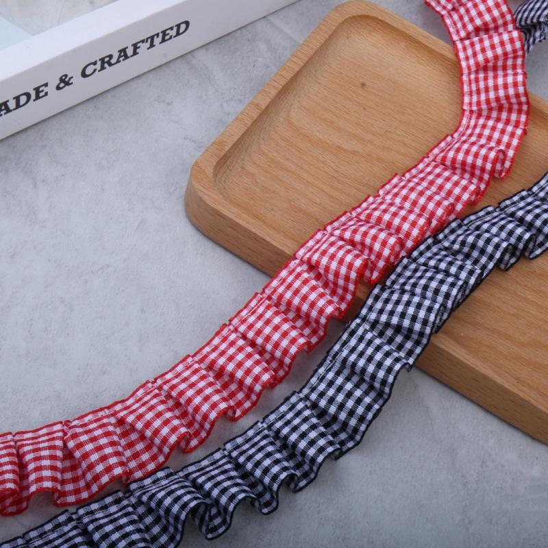2.5cm wide colorful ribbon Pleated check lace handmade crafts doll dress Quiet book bundle Creative felt panel trim material