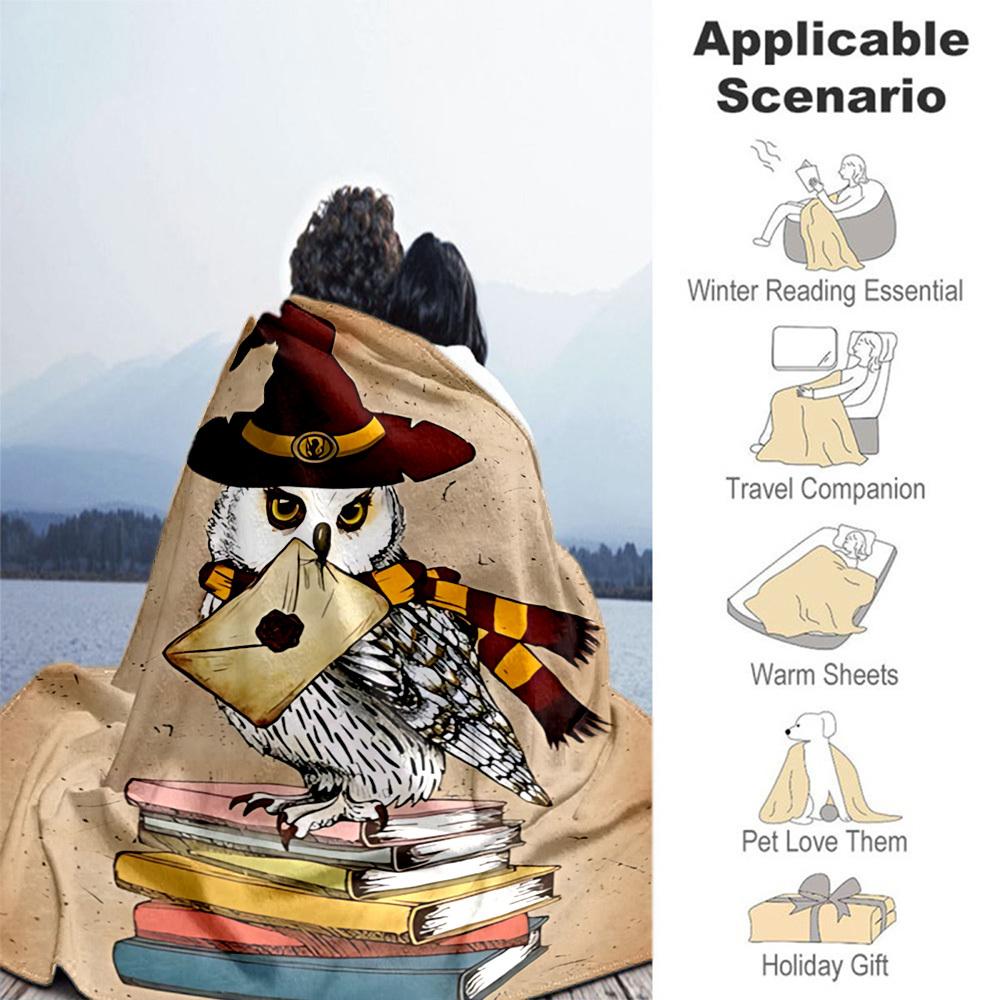 1 шт. Сова Хогвартса Мудрость Наружное Фланелевое Плед Все Сезоны Мягкое Тепло, Домашний Декор 1031202