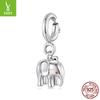 Подвеска из стерлингового серебра S925 в виде слоненка с открывающейся и закрывающейся головой-пуговицей, милые животные, удача, DIY, бисерная фурнитура