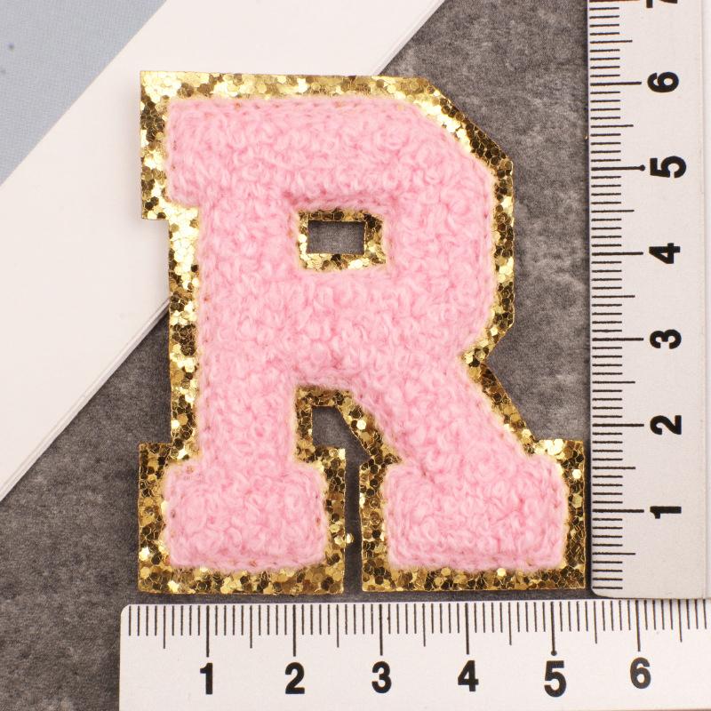 Алфавит, 26 букв, блестки, синель, розовая вышитая аппликация, нашивка для одежды, сумки, куртка, шляпа, декор