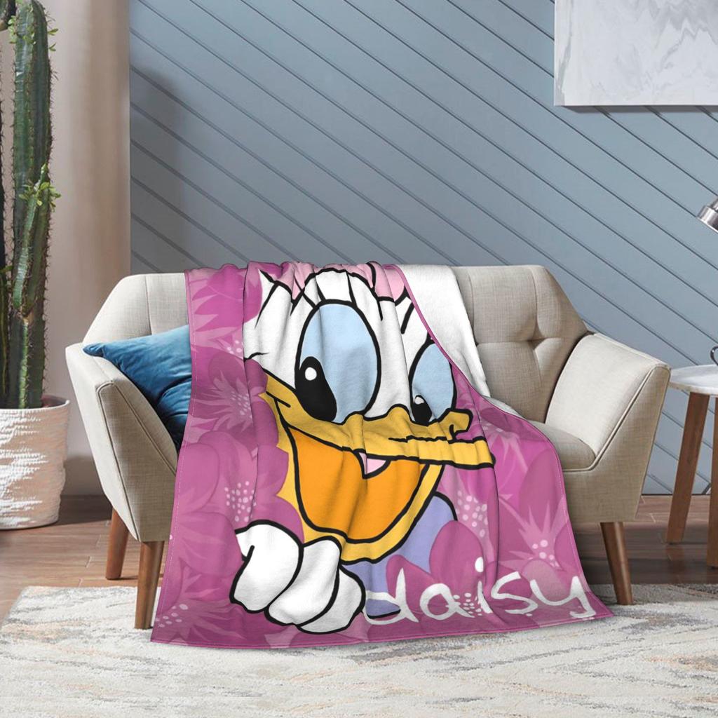 Funny Cute Daisy Duck Blanket Multiple Sizes Warm Cozy Fluffy Throw Blankets for Sofa Couch and Bed