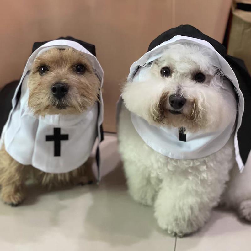 Nun Style Pet Costume Breathing Material Fun Photo Prop For Small And Medium Pets
