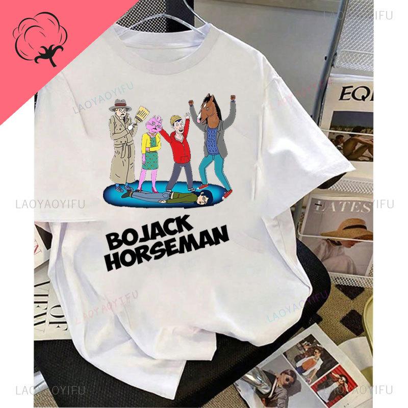 Bojack Horseunisex With Friends Tshirt Unisexs And Unisexs Vintage Classics Cotton Kids Funny Oversided Y2k Clothing Camisa Tee Top