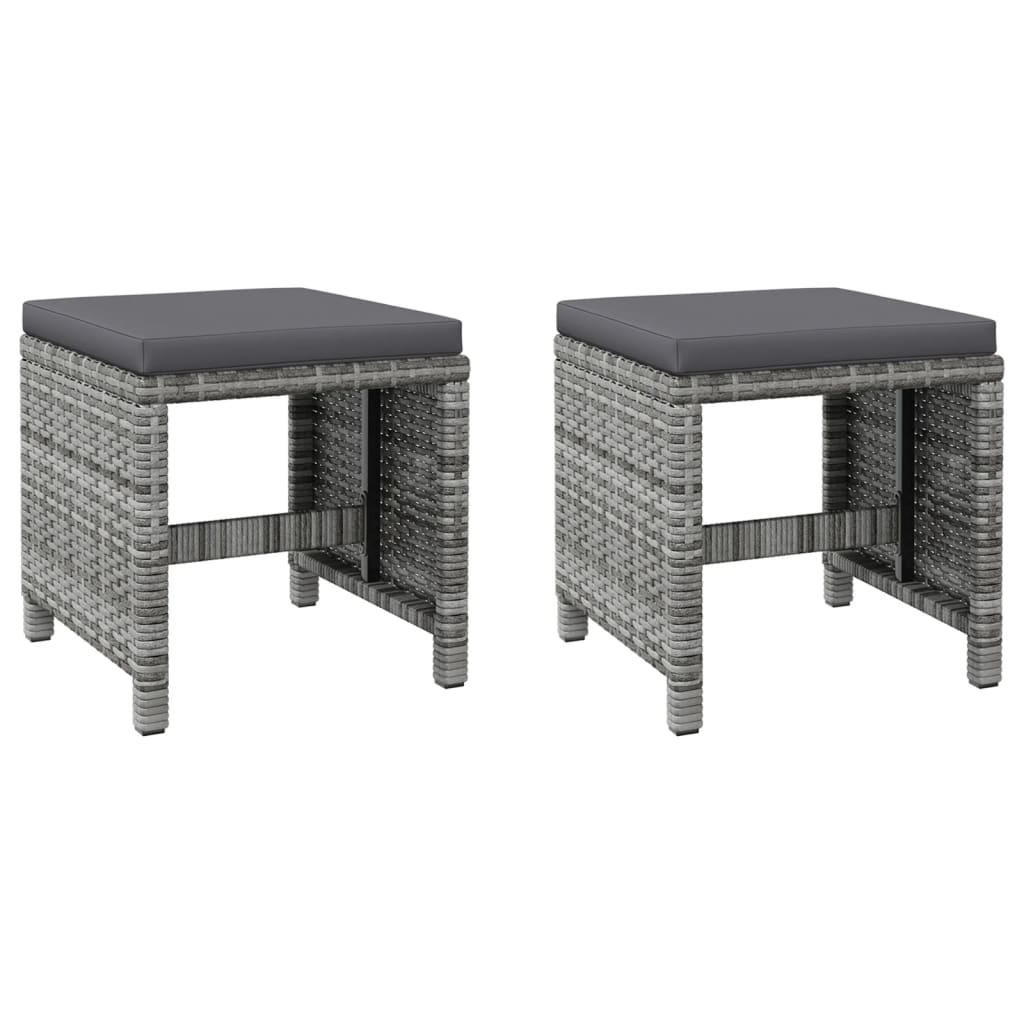 4 Piece Garden Chair and Footstool Set Grey Poly Rattan