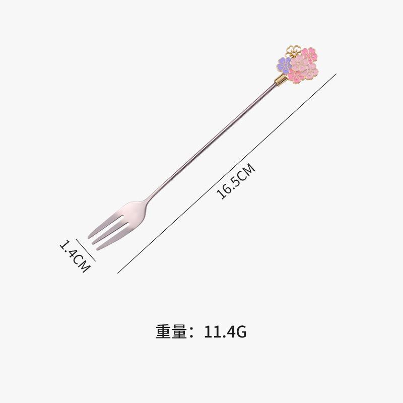 1 Pcs Cherry Blossom Spoon Fork Stainless Steel Coffee Spoon Kitchen Star Long Handle Stirring Spoons Kitchen Coffee Tableware