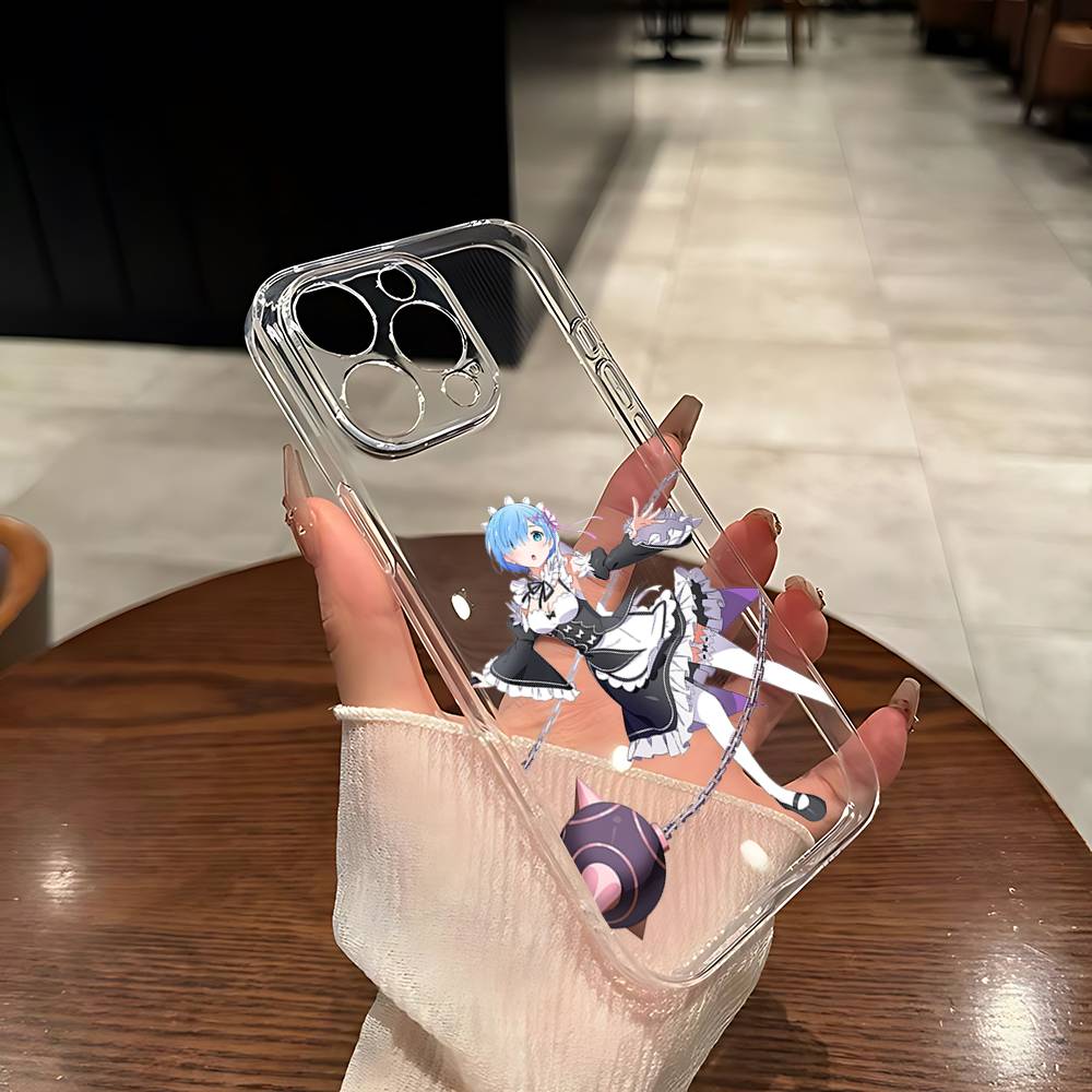 Чехол для телефона R-Re Zero Rem для iPhone 17 16 15 12 11 Pro Max 14 Plus 13 Mini Прозрачный Мягкий Funda