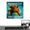 Календарь 2026 Календарь-планировщик 2026 Настенное искусство с горной коровой Янв-Дек Ежедневник Плотная бумага Ежемесячный планировщик для учителя студента дома