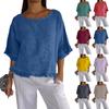 Women's' Fashion Solid Color Round Neck Short Sleeve Loose Pullover Shirt Top