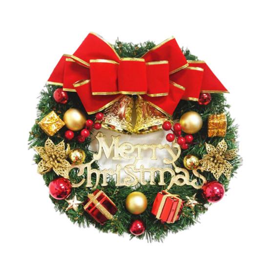 12 Inch Christmas Wreath Decoration for Front Door Artificial Wreath with Bells Balls Bows for Indoor Outdoor Holiday Decor