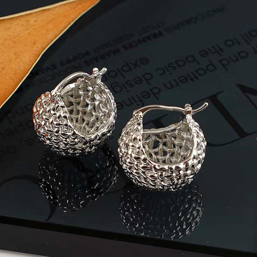 Серьги-корзинки с геометрическим узором, круглые, женские, золотые, серьги в корейском стиле, круглые серьги