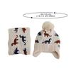 2Pcs Set Warm Baby Beanie Cap Cartoon Dinosaur Kids Ear Protection Hats Cute Scarf Set  Winter