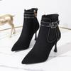 Elegant Pointed Toe Ankle Women Boots Luxury High Heels Shoes 2025 Winter Trend Party Dress Shoes New Sexy Pumps Botas Mujer