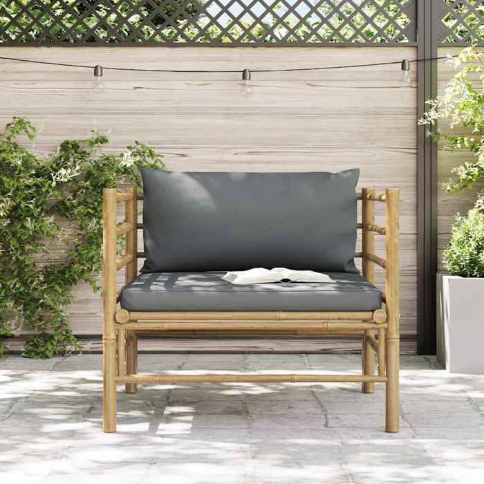 Maison Exclusive - Canapé de jardin avec coussins gris foncé Bambou