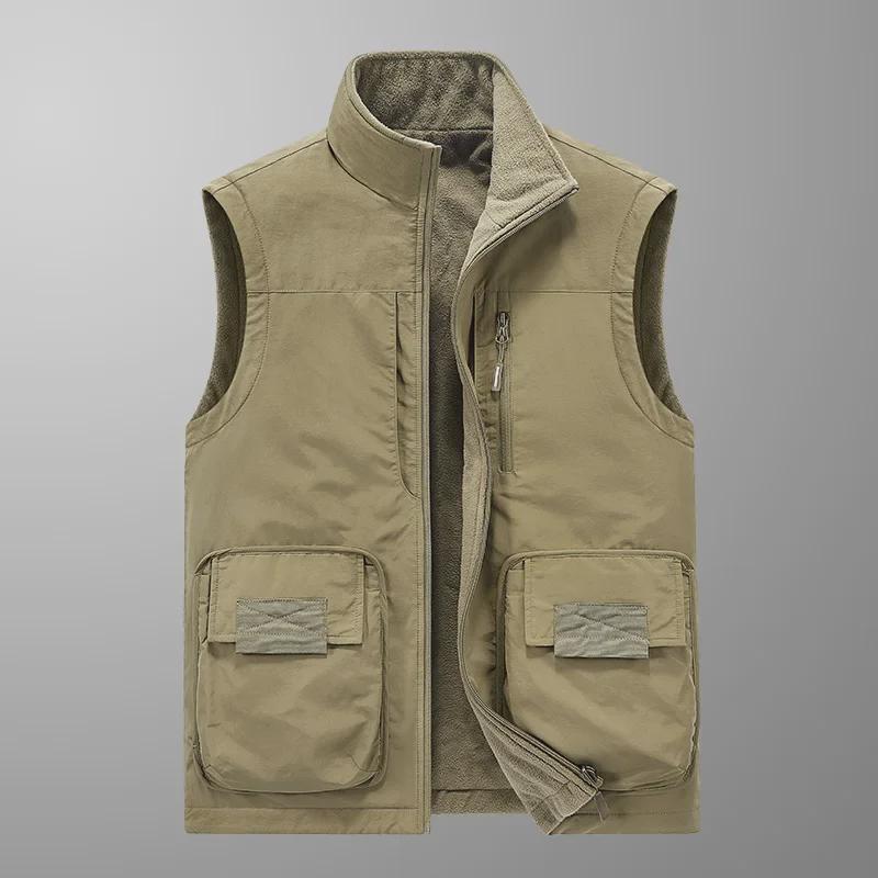 Men's Double-Sided Polar Fleece Vest - Windproof, Warm, and Plush for Autumn/Winter Outdoor Activities