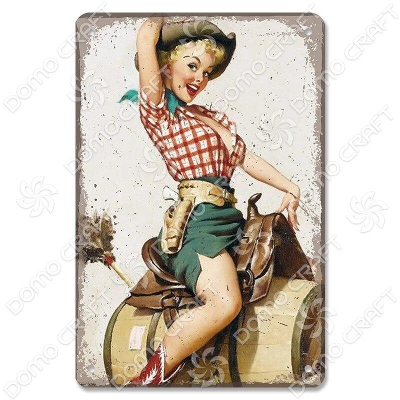 Cowgirl Tin Sign Metal Plaque Cowboy Boots Pony Metal Poster Vintage Wall Decor for Horse Riding Club Garden Home