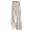 Women's Linen High-Waisted Wide-Leg Pants, Spring/Autumn 2024, Lightweight Straight-Leg for Casual or Formal Wear.