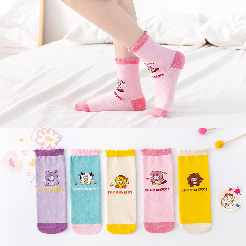 Детские носки с рисунком медведя из мультфильма для детей 0-13 лет, впитывающие пот и ветер, износостойкие, средние носки-трубы